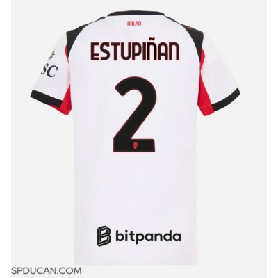 Zenski Nogometni Dres AC Milan Pervis Estupinan #2 Gostujuci 2025-26 Kratak Rukav Zenski Nogometni Dres AC Milan Pervis Estupinan #2 Gostujuci 2025-26 Kratak Rukav